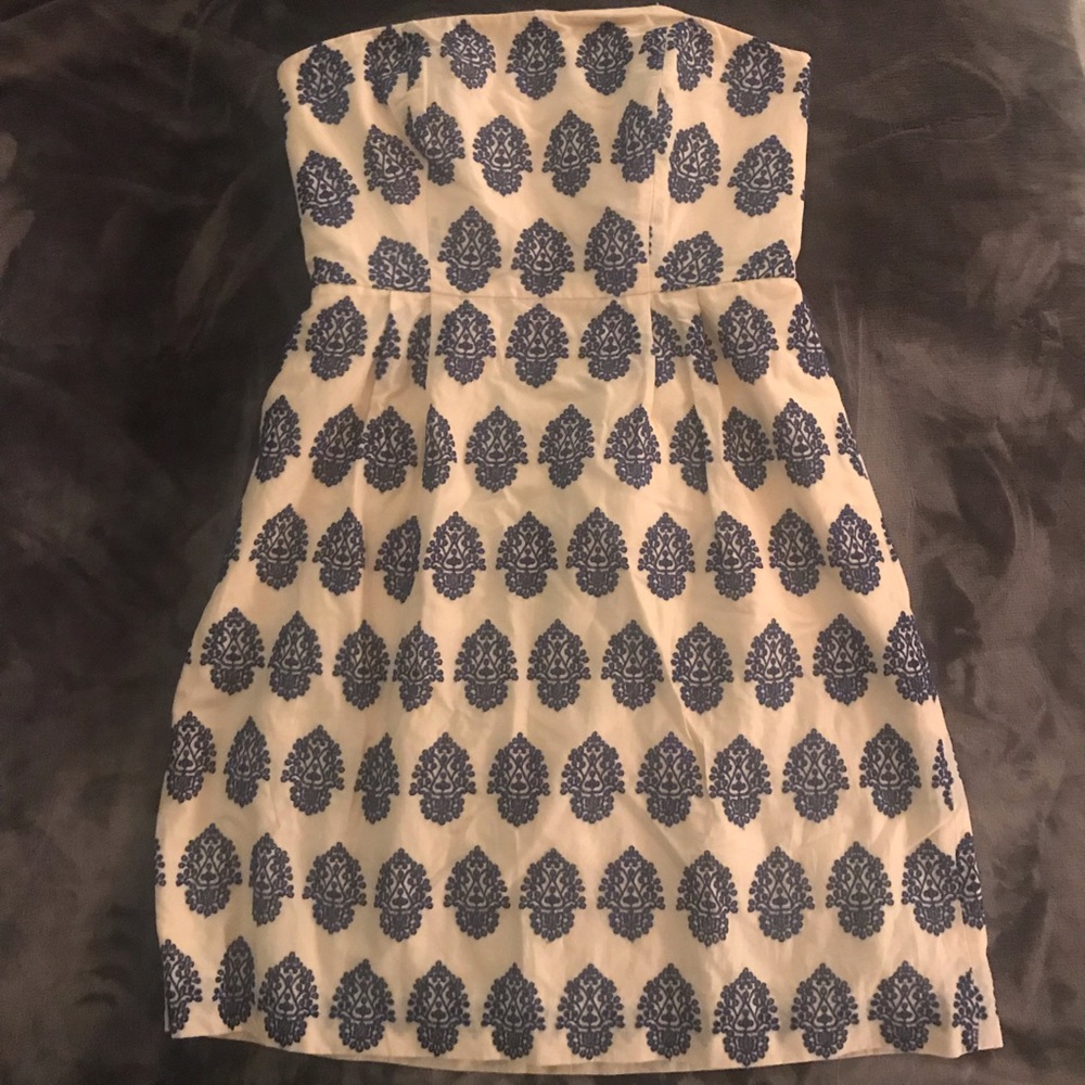 J. Crew Embroidered Strapless Dress